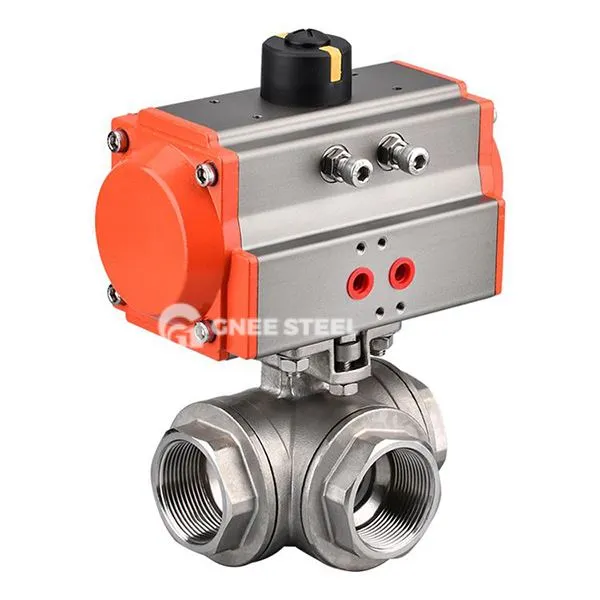 Valvola a sfera a tre vie pneumatica