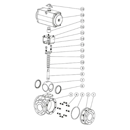 Pneumatic flange three-way ball valve Pneumatic flange three-way ball valve